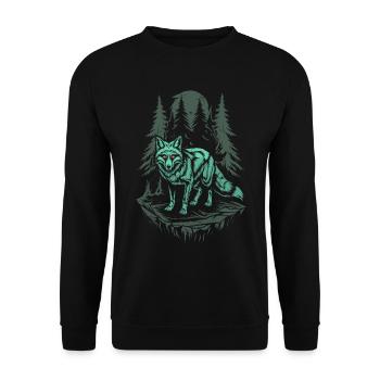 Mystic Fox in Dark Cottagecore Forest - Unisex Sweatshirt - black - Front - Alina (178cm) & Michal (187cm)