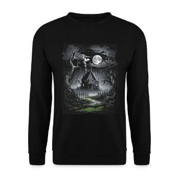 Dark Cottagecore Moonlight Houses - Unisex Sweatshirt - black - Front - Alina (178cm) & Michal (187cm)
