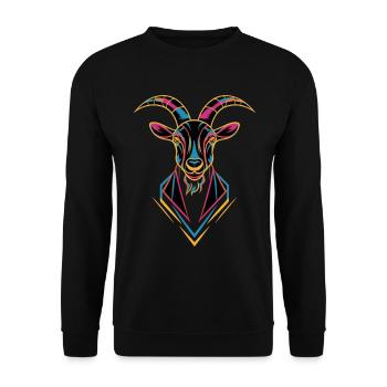 Geometric Farm Animal Graphic Goat Colorful - Unisex Sweatshirt - black - Front - Alina (178cm) & Michal (187cm)