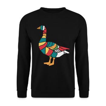Colorful Geometric Farm Animal Graphic Goose - Unisex Sweatshirt - black - Front - Alina (178cm) & Michal (187cm)