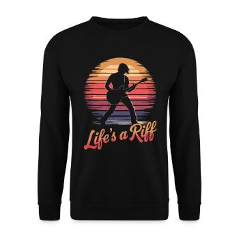 Guitar Player: Life's A Riff Art - Unisex Sweatshirt - black - Front - Alina (178cm) & Michal (187cm)