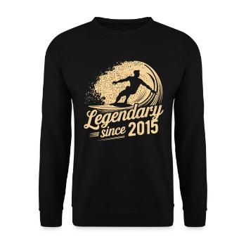 Légendaire depuis 2015 Anniversaire Surfeur - Sweat-shirt Unisexe - noir - Devant - Alina (178cm) & Michal (187cm)