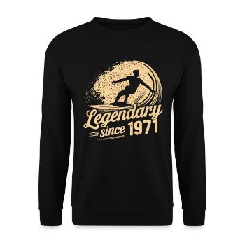 Légendaire depuis 1971 Anniversaire Surfeur - Sweat-shirt Unisexe - noir - Devant - Alina (178cm) & Michal (187cm)