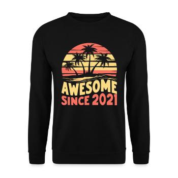 Awesome since 2021 birthday - Unisex Sweatshirt - black - Front - Alina (178cm) & Michal (187cm)
