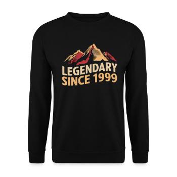 Legendary since 1999 Wanderer Mountain Vintage - Unisex Sweatshirt - black - Front - Alina (178cm) & Michal (187cm)
