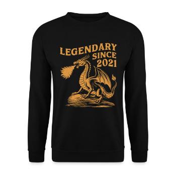Legendary since 2021 Birthday Dragon Fantasy - Unisex Sweatshirt - black - Front - Alina (178cm) & Michal (187cm)