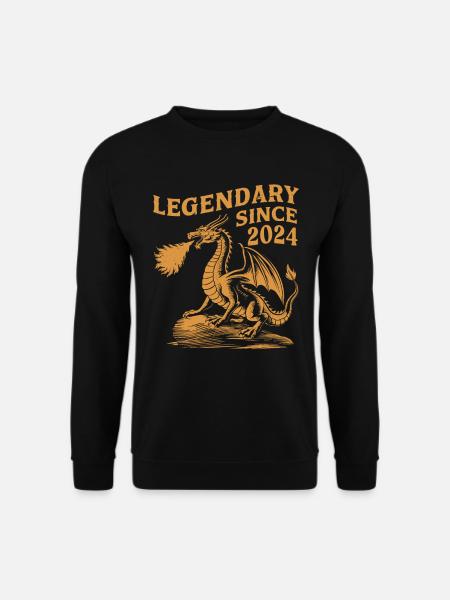 Legendär Seit 2024 Geburtstag Drachen Fantasy - Unisex Pullover - Schwarz