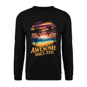 Awesome Since 2005 Strand Sonnenuntergang - Unisex Pullover - Schwarz - Vorne - Alina (178cm) & Michal (187cm)