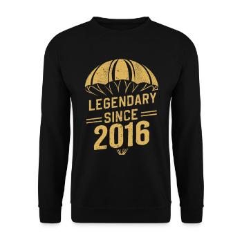Legendary Since 2016 - Skydiver Birthday Vintage - Unisex Sweatshirt - black - Front - Alina (178cm) & Michal (187cm)