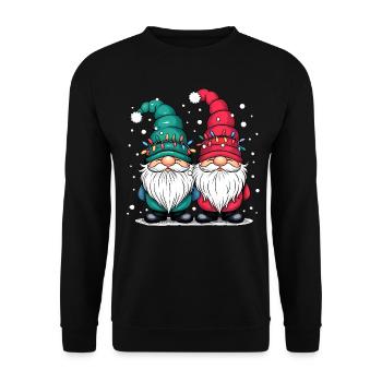 Gnome Gnome Noël Noël Pull Gnome - Sweat-shirt Unisexe - noir - Devant - Alina (178cm) & Michal (187cm)