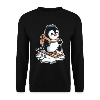Cute penguin doing cross-country skiing for kids and - Unisex Sweatshirt - black - Front - Alina (178cm) & Michal (187cm)