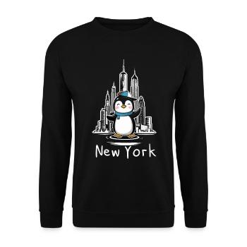 Pingouin mignon à New York - Sweat-shirt Unisexe - noir - Devant - Alina (178cm) & Michal (187cm)