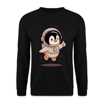 Mignon pingouin astronaute avec le pouce vers le haut - Sweat-shirt Unisexe - noir - Devant - Alina (178cm) & Michal (187cm)