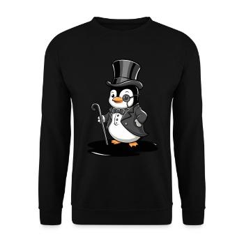 Elegant penguin with top hat - Unisex Sweatshirt - black - Front - Alina (178cm) & Michal (187cm)