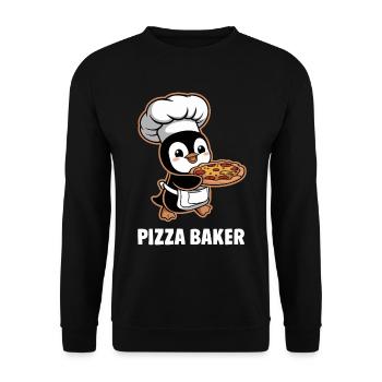 Pizza Baker Penguin Funny Chef - Unisex Sweatshirt - black - Front - Alina (178cm) & Michal (187cm)