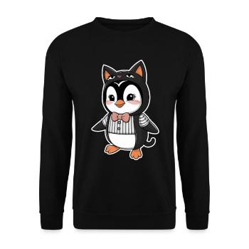 Cute penguin in animal costume with bow tie - Unisex Sweatshirt - black - Front - Alina (178cm) & Michal (187cm)