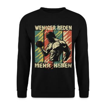 Bodybuilding mehr Heben Fitnesscenter train hard - Unisex Pullover - Schwarz - Vorne - Alina (178cm) & Michal (187cm)