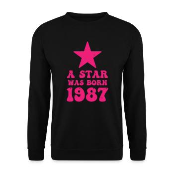 Ein Stern Wurde 1987 Geboren Geburtstag - Unisex Pullover - Schwarz - Vorne - Alina (178cm) & Michal (187cm)
