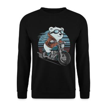Bear on Motorcycle Adventure Retro Style - Unisex Sweatshirt - black - Front - Alina (178cm) & Michal (187cm)
