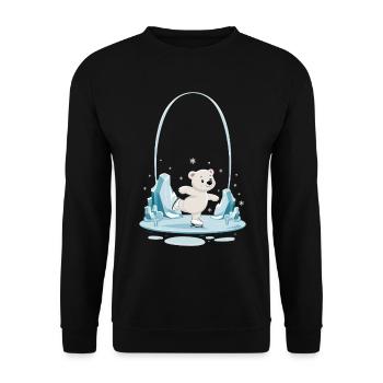 Ours polaire mignon patinant dans le - Sweat-shirt Unisexe - noir - Devant - Alina (178cm) & Michal (187cm)