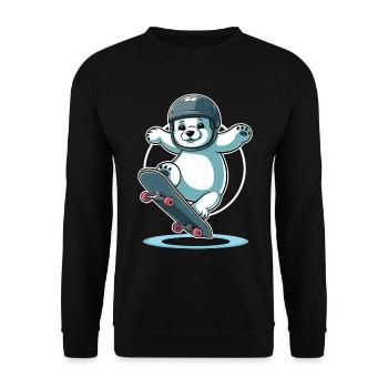Ours polaire de skateboard avec casque - Sweat-shirt Unisexe - noir - Devant - Alina (178cm) & Michal (187cm)
