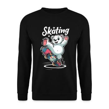 Ours mignon sur le skateboard patinant - Sweat-shirt Unisexe - noir - Devant - Alina (178cm) & Michal (187cm)