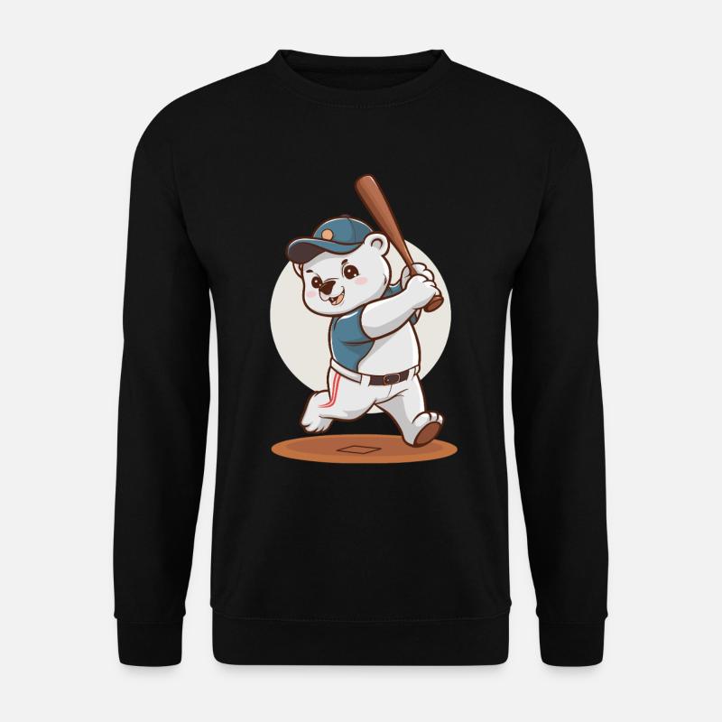 Cute Baseball Bear Drawing - Unisex Sweatshirt - black
