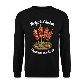 Teriyaki Chicken Glück am Spieß - Unisex Pullover - Schwarz - Vorne - Alina (178cm) & Michal (187cm)