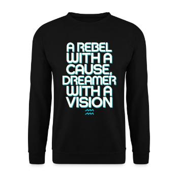 Aquarius zodiac sign Rebel with vision - Unisex Sweatshirt - black - Front - Alina (178cm) & Michal (187cm)