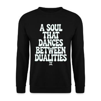 Gémeaux : l’âme danse, entre les dualités - Sweat-shirt Unisexe - noir - Devant - Alina (178cm) & Michal (187cm)