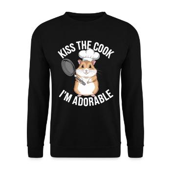 Kiss The Cook I'm Cute Cute Hamster - Unisex Sweatshirt - black - Front - Alina (178cm) & Michal (187cm)