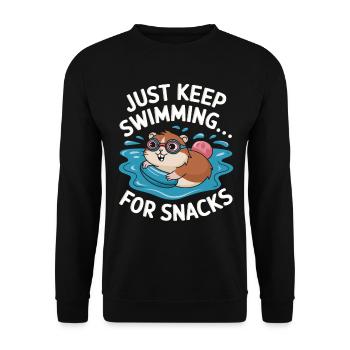 Hamster nageur : continuez à nager pendant - Sweat-shirt Unisexe - noir - Devant - Alina (178cm) & Michal (187cm)