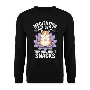 Yoga pour hamster : méditez mais pensez aux collations - Sweat-shirt Unisexe - noir - Devant - Alina (178cm) & Michal (187cm)