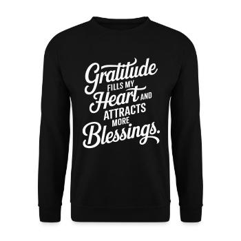 Manifesting Abundance Quote: Gratitude Fills - Unisex Sweatshirt - black - Front - Alina (178cm) & Michal (187cm)