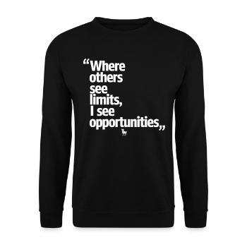 Aries Zodiac Sign: Where Others See Limits, See - Unisex Sweatshirt - black - Front - Alina (178cm) & Michal (187cm)