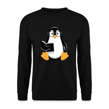 Reading Penguin With Glasses Illustration - Unisex Sweatshirt - black - Front - Alina (178cm) & Michal (187cm)