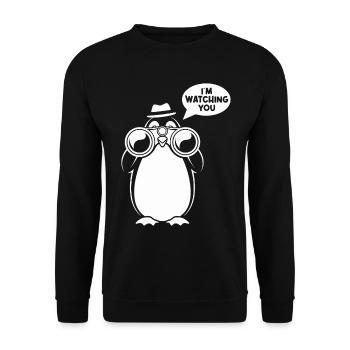 Sarcasmus: Ich Beobachte Dich Design - Unisex Pullover - Schwarz - Vorne - Alina (178cm) & Michal (187cm)