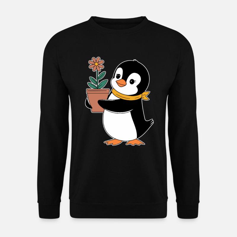 Gartenarbeiten Pinguin Mit Blume Für - Unisex Pullover - Schwarz