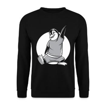Happy penguin for fitness fans - Unisex Sweatshirt - black - Front - Alina (178cm) & Michal (187cm)