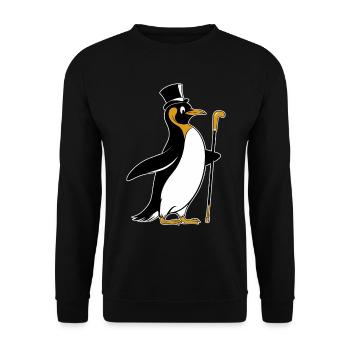 Elegant penguin with top hat and walking stick - Unisex Sweatshirt - black - Front - Alina (178cm) & Michal (187cm)