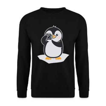 Photography Penguin for Photographers Hobby Photography - Unisex Sweatshirt - black - Front - Alina (178cm) & Michal (187cm)