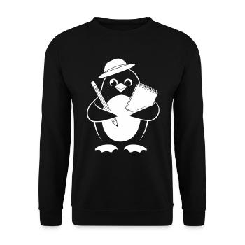 Penguin Journalist Reporter With Notebook - Unisex Sweatshirt - black - Front - Alina (178cm) & Michal (187cm)