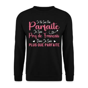 Femme Humour Professeur de Français - Sweat-shirt Unisexe - noir - Devant - Alina (178cm) & Michal (187cm)