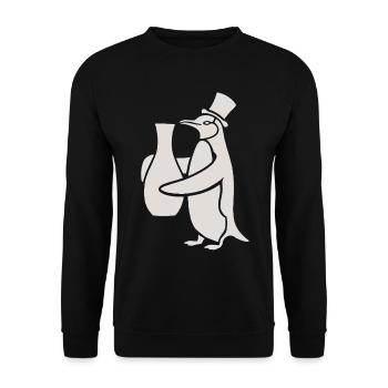 Penguin with Hat and Ceramic Vase Masterpiece - Unisex Sweatshirt - black - Front - Alina (178cm) & Michal (187cm)
