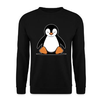 Entspannter Pinguin Meditation Cartoon - Unisex Pullover - Schwarz - Vorne - Alina (178cm) & Michal (187cm)