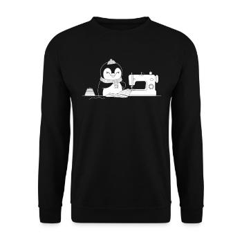 Cute penguin sewing with love - Unisex Sweatshirt - black - Front - Alina (178cm) & Michal (187cm)