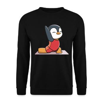 Niedlicher Pinguin Yoga Pose für Kinder und - Unisex Pullover - Schwarz - Vorne - Alina (178cm) & Michal (187cm)