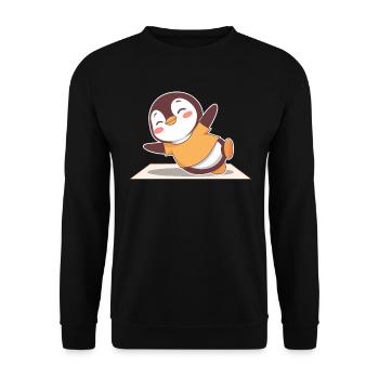 Happy Penguin Yoga Exercise Joy - Unisex Sweatshirt - black - Front - Alina (178cm) & Michal (187cm)