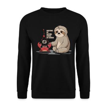 Signe du zodiaque Cancer Paresseux : Façonné par le - Sweat-shirt Unisexe - noir - Devant - Alina (178cm) & Michal (187cm)