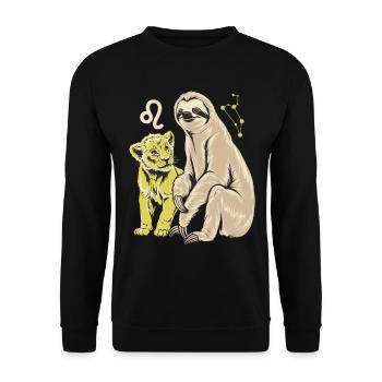 Leo Zodiac Sloth Adventure with Leo - Unisex Sweatshirt - black - Front - Alina (178cm) & Michal (187cm)